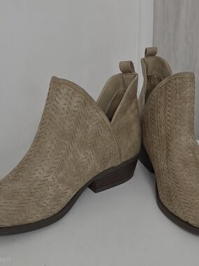 Serra Taupe Suede Perforated Ankle Booties